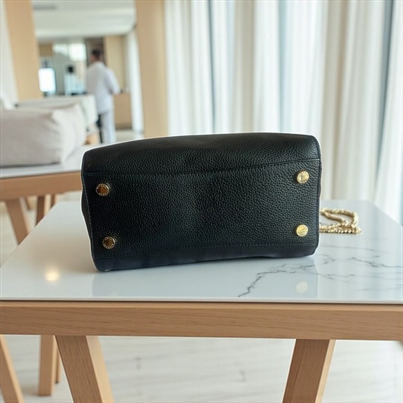 Michael Kors black Saffiano leather Hamilton East West Studio gold bag tote - Picture 5 of 11